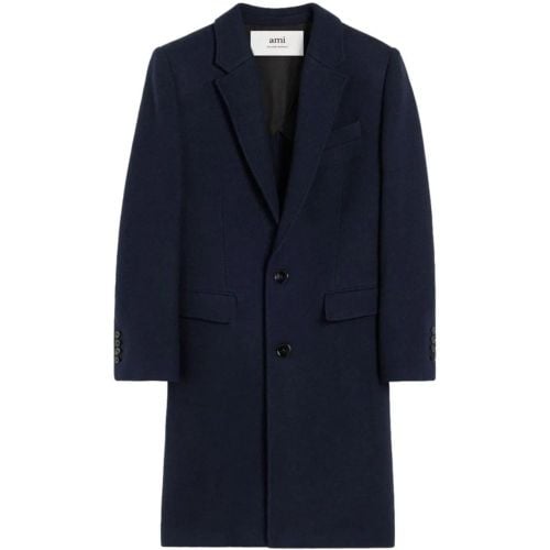 Navy Blue Wool Coat - Größe 50 - AMI Paris - Modalova