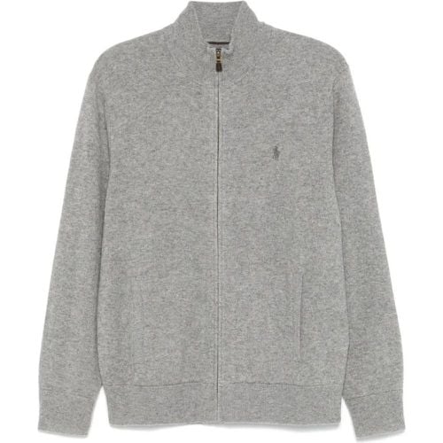 Heather Grey Knitted Sweater With Front Zip Fasten - Größe L - Polo Ralph Lauren - Modalova