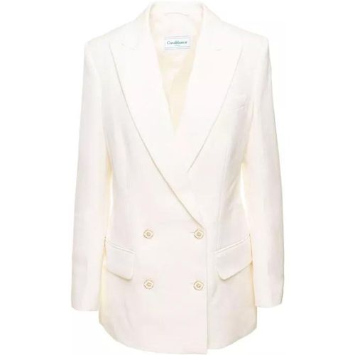 White Double Breasted Blazer In Silk Blend - Größe 38 - white - Casablanca - Modalova