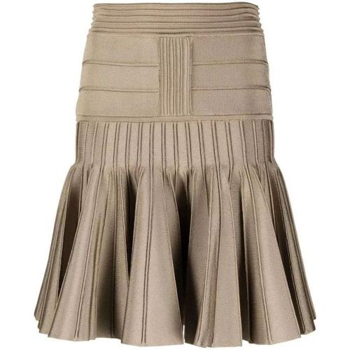 Pleated Knit Miniskirt - Größe 36 - brown - Balmain - Modalova