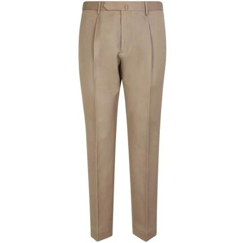 Dark Beige Linen/Cotton Blend Trousers - Größe 50 - brown - Dell'oglio - Modalova