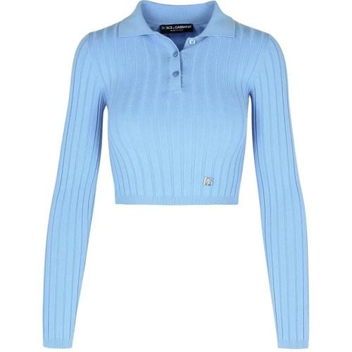 Light Blue Viscose Blend Polo Shirt - Größe 40 - Dolce&Gabbana - Modalova