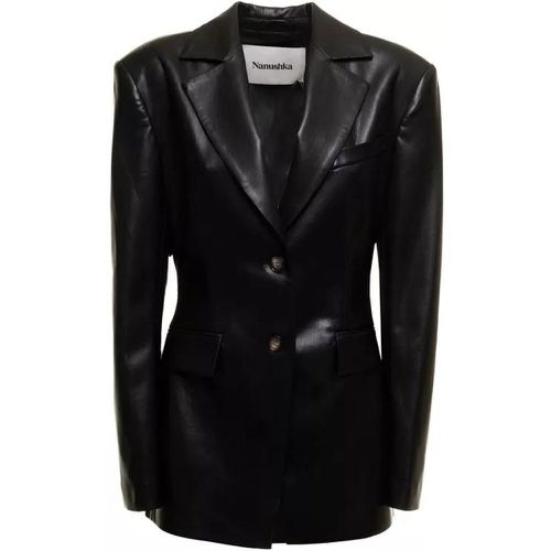 Hathi Black Vegan Leather Blazer - Größe L - black - Nanushka - Modalova