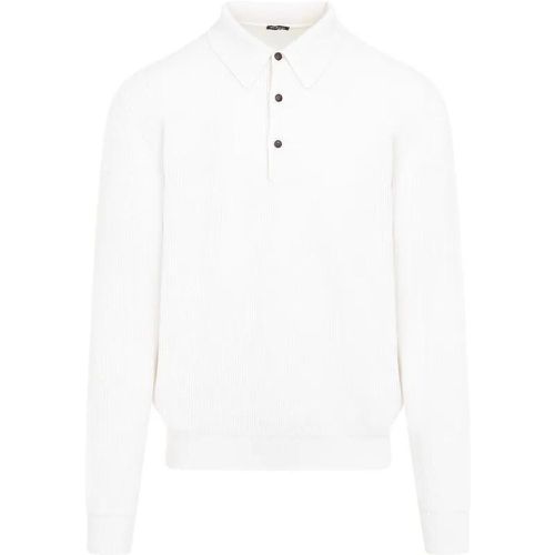 White Cashmere Knit Polo - Größe L - Kiton - Modalova