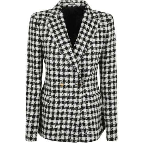 Black/White Check Print Double-Breasted Blazer - Größe 40 - Tagliatore - Modalova