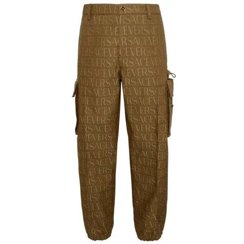 Brown Cotton Blend Pants - Größe 48 - brown - Versace - Modalova