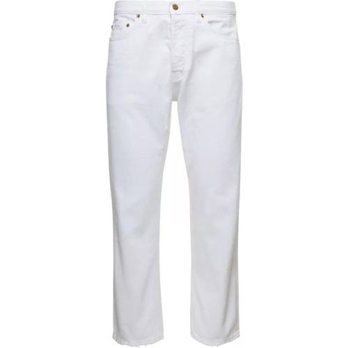 White Denim Straight Leg Jeans In Cotton - Größe 34 - white - Golden Goose - Modalova