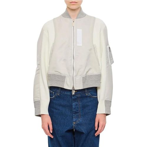 Nylon Twill X Knit Blouson - Größe 1 - weiß - Sacai - Modalova