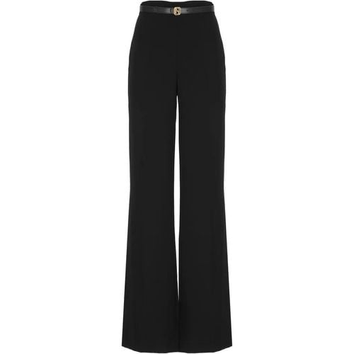 Black Trousers With Belt - Größe 44 - Elisabetta Franchi - Modalova