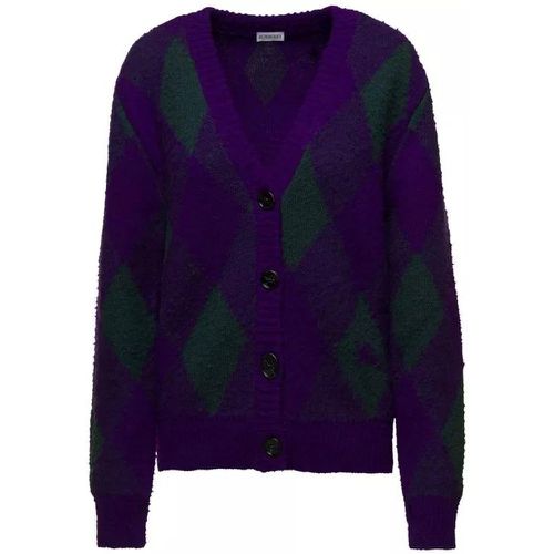 Purple Cardigan With Argyle Motif In Wool - Größe S - purple - Burberry - Modalova