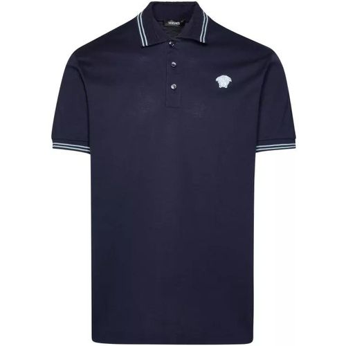Medusa' Blue Cotton Polo Shirt - Größe L - blue - Versace - Modalova