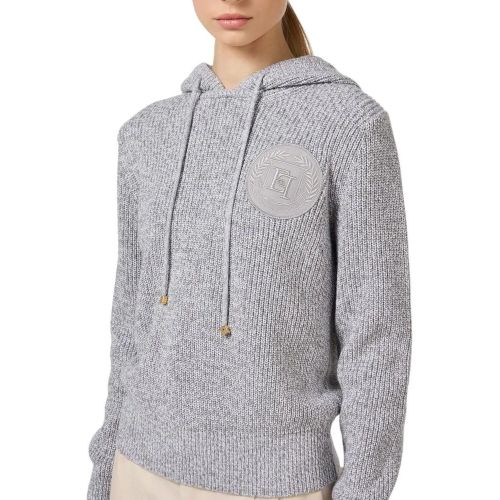 Pull hoodies Gris Perle Chine Ecusson poitrine log - Größe IT 42 - Elisabetta Franchi - Modalova