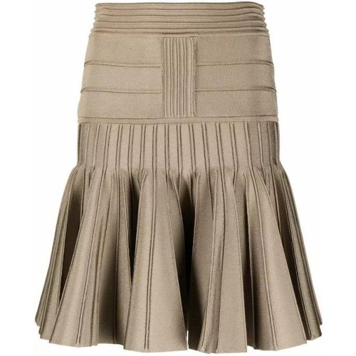 Beige Pleated Knit Mini Skirt - Größe 38 - multi - Balmain - Modalova