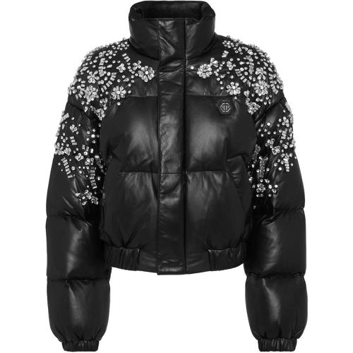 Lederjacke Mit Schmucksteinen - Größe L - Philipp Plein - Modalova