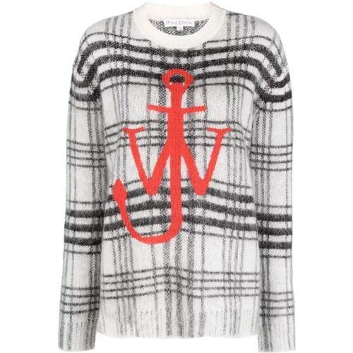 White/Black Tartan Check Sweater - Größe M - white - J.W.Anderson - Modalova