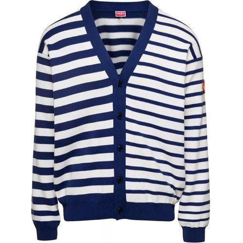 White And Blue Nautical Striped Cardigan In Cotton - Größe M - blue - Kenzo - Modalova