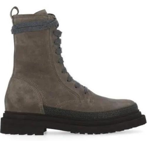 Boots & Stiefeletten - Grey Suede Leather Boot - Gr. 38,5 (EU) - in - für Damen - BRUNELLO CUCINELLI - Modalova