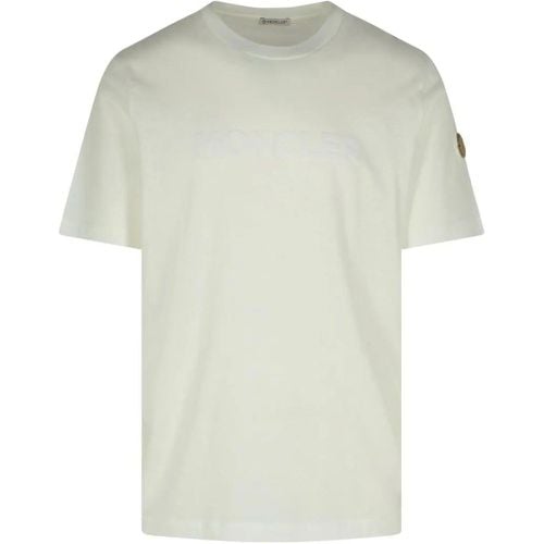 White Cashmere Blend T-Shirt - Größe M - Moncler - Modalova