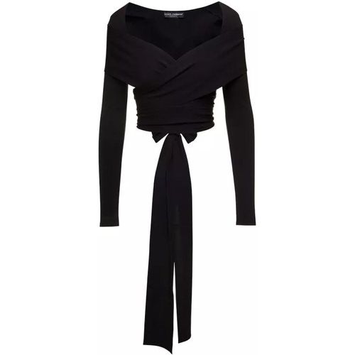 Black Tied-Up Top With Sweetheart Neckline In Visc - Größe 42 - black - Dolce&Gabbana - Modalova