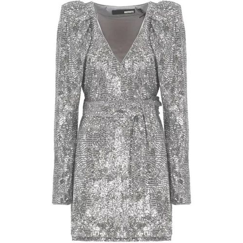 Wrap Mini Dress With Paillettes - Größe 38 - gray - Rotate - Modalova