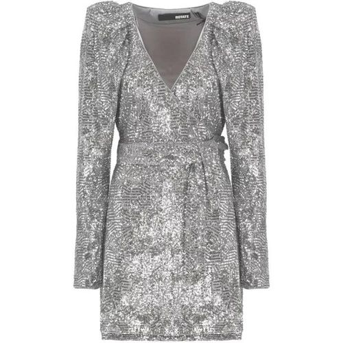 Wrap Mini Dress With Paillettes - Größe 40 - gray - Rotate - Modalova