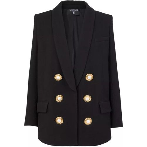 Black Crepe Jacket - Größe 46 - black - Balmain - Modalova