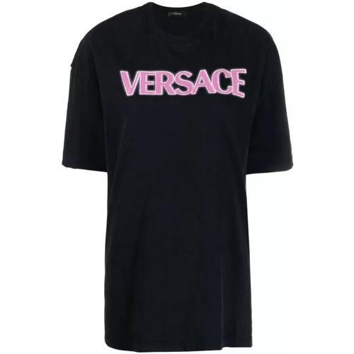 Logo-Print Cotton T-Shirt - Größe 38 - black - Versace - Modalova