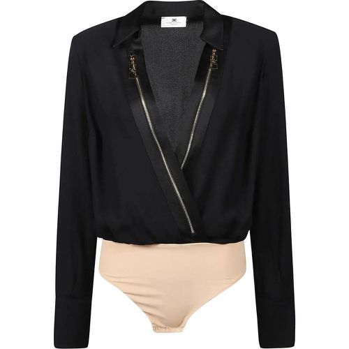 Long Sleeve Bodysuit Shirt Black - Größe 40 - Elisabetta Franchi - Modalova