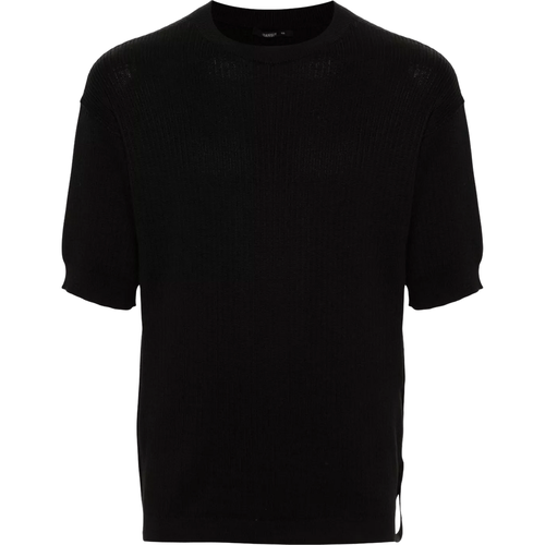 T-Shirt aus geripptem Strick - Größe L - black - Transit - Modalova