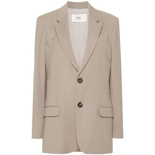 Taupe Brown Single-Breasted Blazer - Größe 36 - AMI Paris - Modalova