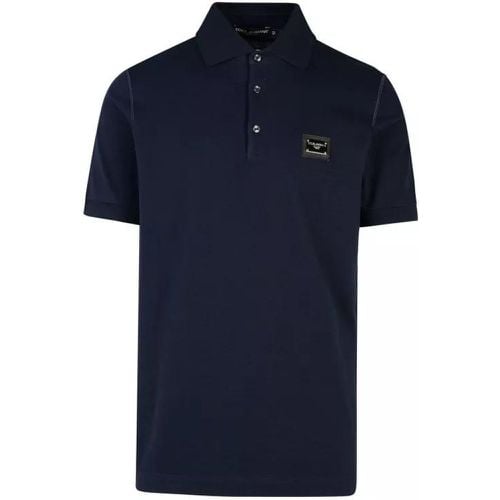 Navy Cotton Polo Shirt - Größe 46 - Dolce&Gabbana - Modalova