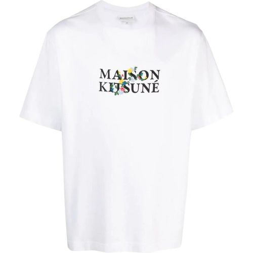 Floral Print Logo T-shirt - Größe L - Maison Kitsune - Modalova