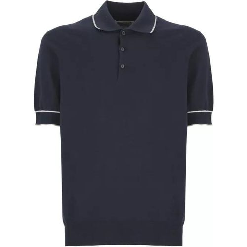 Blue Cotton Three Buttons Polo Shirt - Größe 48 - blue - BRUNELLO CUCINELLI - Modalova