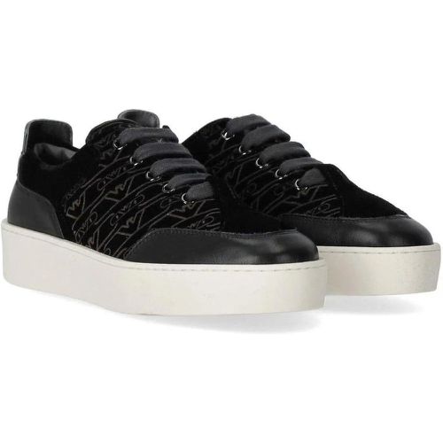 Low-Top Sneaker - SCHWARZER MONOGRAM SNEAKER - Gr. 36 (EU) - in - für Damen - Emporio Armani - Modalova