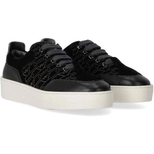 Low-Top Sneaker - SCHWARZER MONOGRAM SNEAKER - Gr. 37 (EU) - in - für Damen - Emporio Armani - Modalova