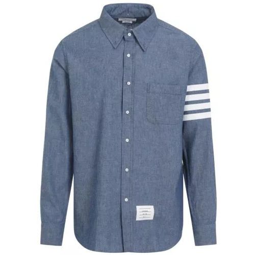 Blue Cotton Straight Fit Shirt - Größe 2 - Thom Browne - Modalova