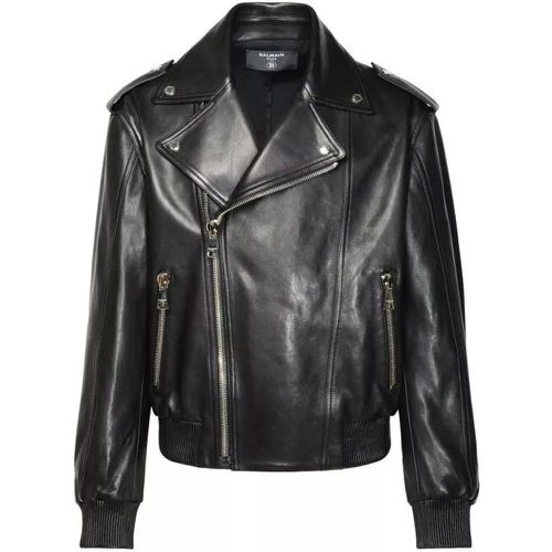 Leather Jacket - Größe 50 - black - Balmain - Modalova