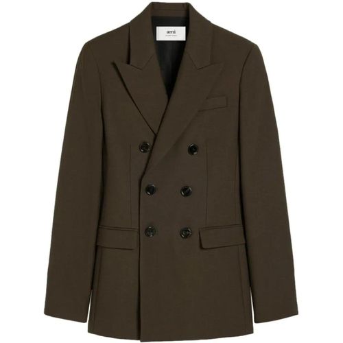 Brown Double-Breasted Jacket - Größe 36 - AMI Paris - Modalova