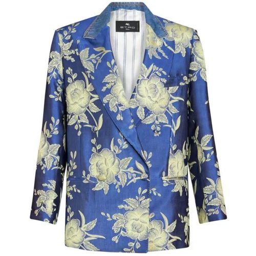 Blue Floral-Jacquard Jacket - Größe 40 - blue - ETRO - Modalova