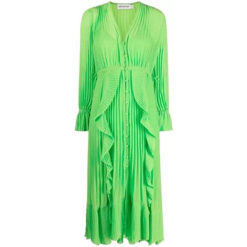 Green Chiffon Ruffle Midi Dress - Größe 10 - green - self-portrait - Modalova