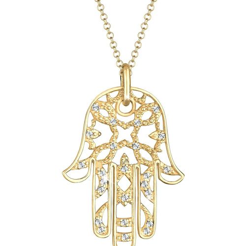 Halsketten - Halskette Hamsa Hand der Fatima Kristalle 925 Silb - Gr. unisize - in - für Damen - Elli - Modalova