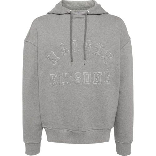 Beluga Grey Cotton Drawstring Hoodie - Größe L - Maison Kitsune - Modalova