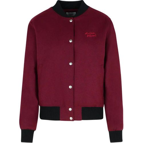 Teddy' Burgundy Flannel Bomber Jacket - Größe M - Maison Kitsune - Modalova