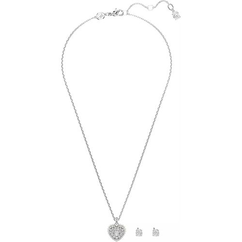 Halskette - Hyperbola set, Heart, Rhodium plated - Gr. unisize - in Weiß - für Damen - Swarovski - Modalova