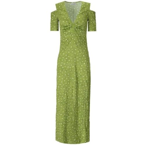 Green Long Polka Dot Dress - Größe S - green - Ganni - Modalova