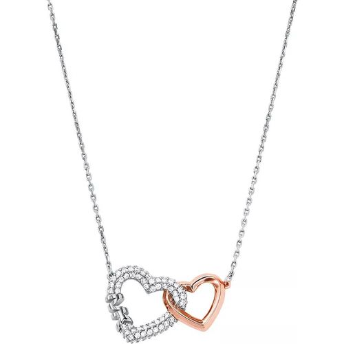 Halskette - Pavé Interlocking Heart Necklace - Gr. unisize - in Silber - für Damen - Michael Kors - Modalova