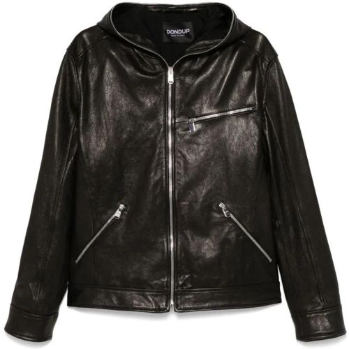 Black Leather Jacket - Größe 48 - Dondup - Modalova