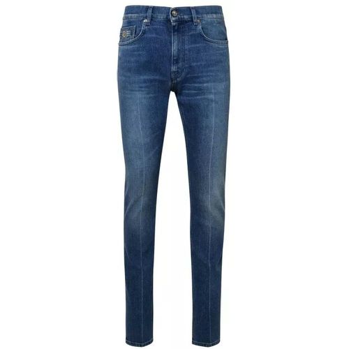 Light Blue Cotton Jeans - Größe 31 - blue - Versace - Modalova