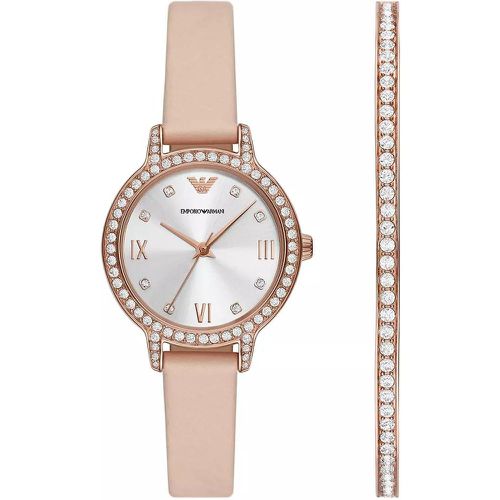 Uhr - Three-Hand Pink Leather Watch and - Gr. unisize - in - für Damen - Emporio Armani - Modalova