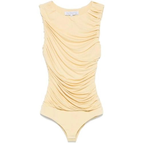 Draped Pastel Yellow Bamboo Rayon Bodysuit - Größe S - ABADIA - Modalova
